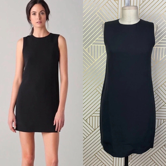 Vince Dresses & Skirts - VINCE 100% Silk Sleeveless Shift Dress in Black LBD Exposed‎ Zip Back Size US 2